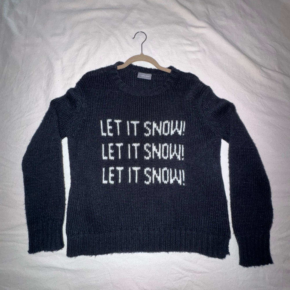 Wooden Ships Navy 'Let It Snow' Oversized Crew Sweater - Picture 3 of 6
